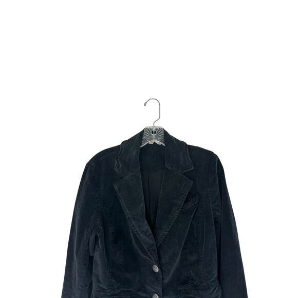 Free People Byron Corduroy‎ Blazer Jacket Black Single Breasted Basic Small - Picture 4 of 14